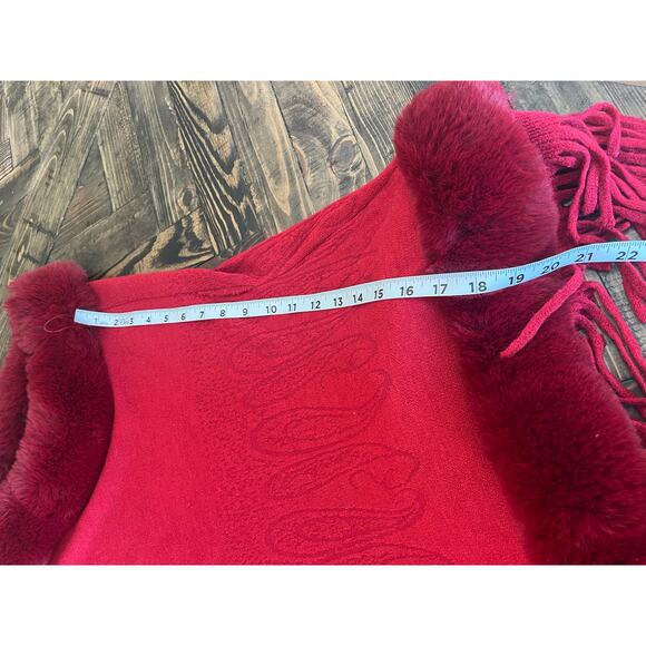 Glam Old Money Luxury Mobwife Poncho Acrylic Fall Winter Fringe Faux Fur Pattern - Picture 6 of 7